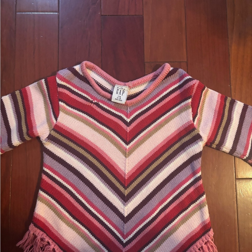 Vintage Kids Gap Fringe Colourful Striped Boho Western Sweater 12-18 Months - Picture 6 of 8